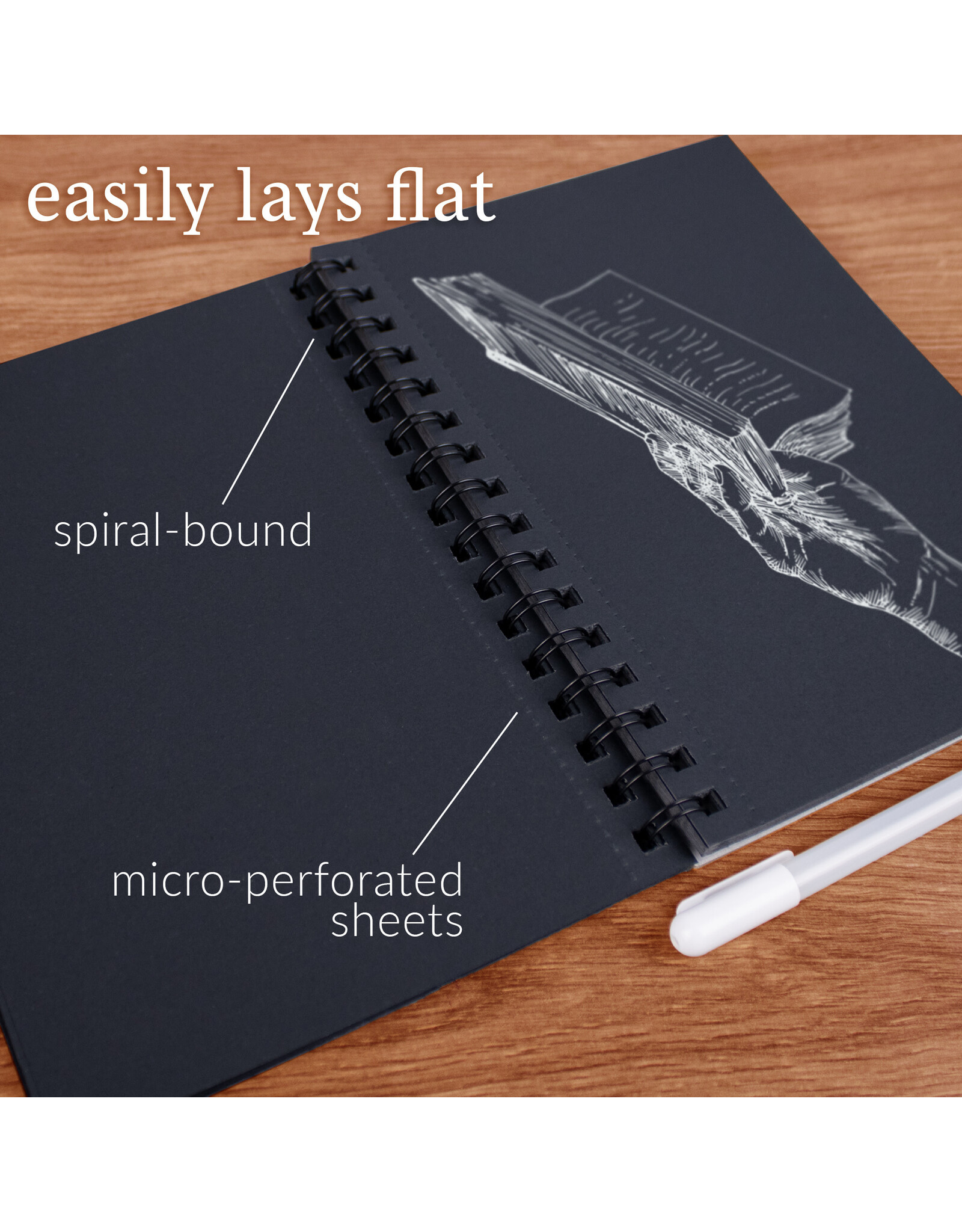 W.A. Portman WA Portman Black Paper Sketchbook A5 (6" x 8.25") – 60 Pages (30 Sheets)140 GSM Acid-Free Black Sketchbook for Drawing