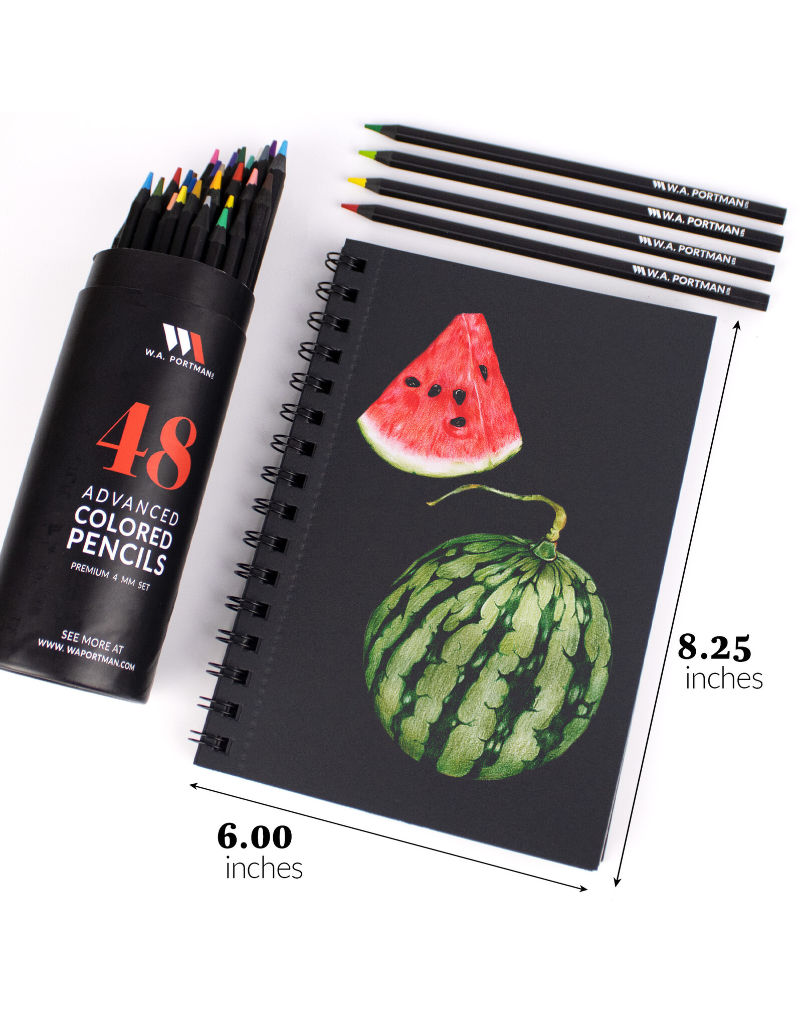 W.A. Portman WA Portman Black Paper Sketchbook A5 (6" x 8.25") – 60 Pages (30 Sheets)140 GSM Acid-Free Black Sketchbook for Drawing