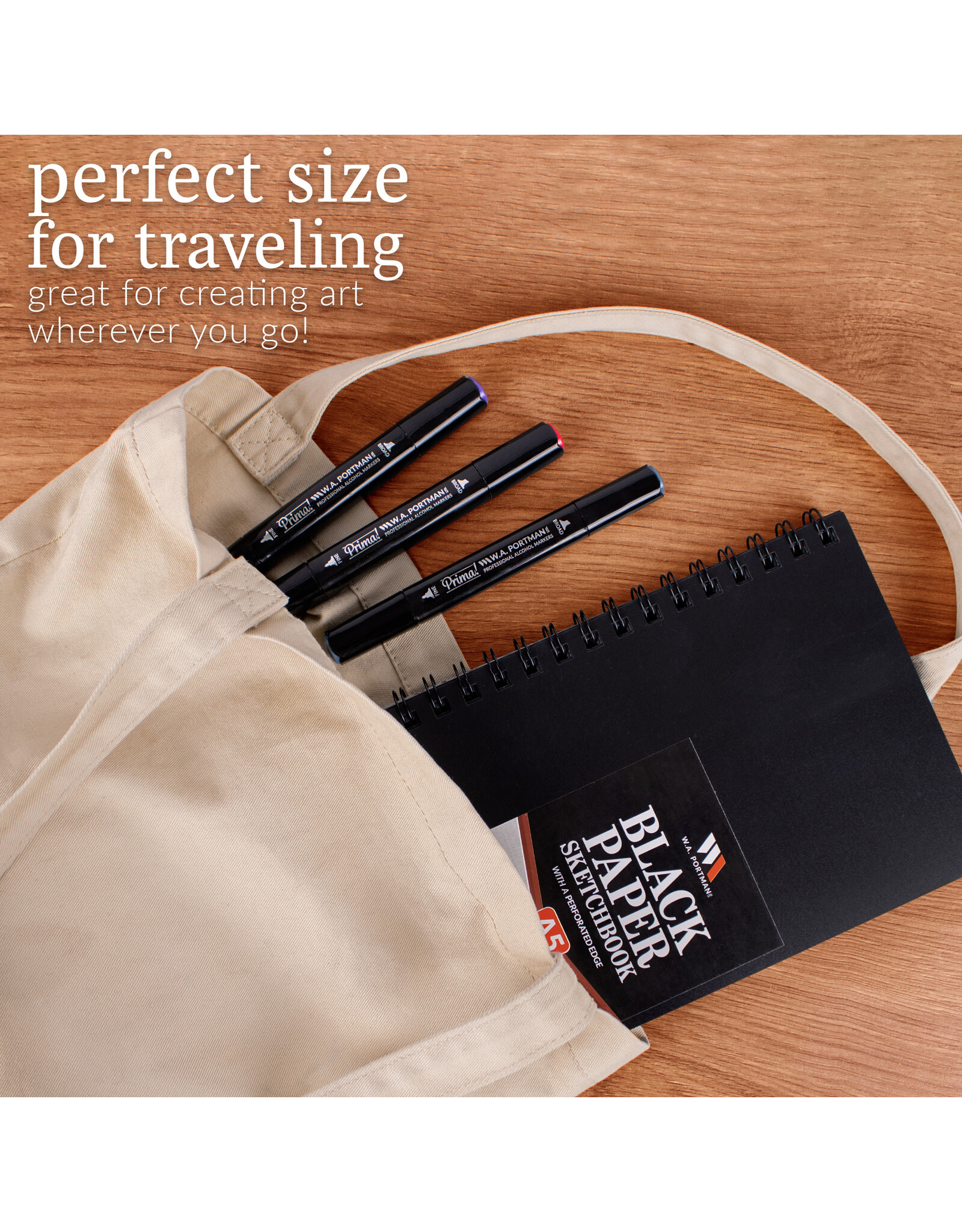 W.A. Portman WA Portman Black Paper Sketchbook A5 (6" x 8.25") – 60 Pages (30 Sheets)140 GSM Acid-Free Black Sketchbook for Drawing