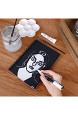 W.A. Portman WA Portman Black Paper Sketchbook A5 (6" x 8.25") – 60 Pages (30 Sheets)140 GSM Acid-Free Black Sketchbook for Drawing