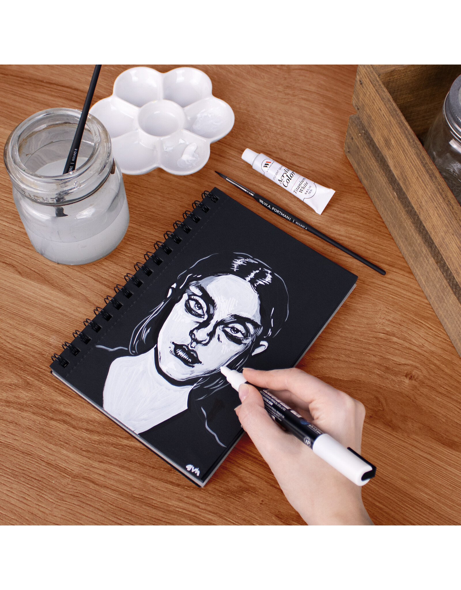 W.A. Portman WA Portman Black Paper Sketchbook A5 (6" x 8.25") – 60 Pages (30 Sheets)140 GSM Acid-Free Black Sketchbook for Drawing