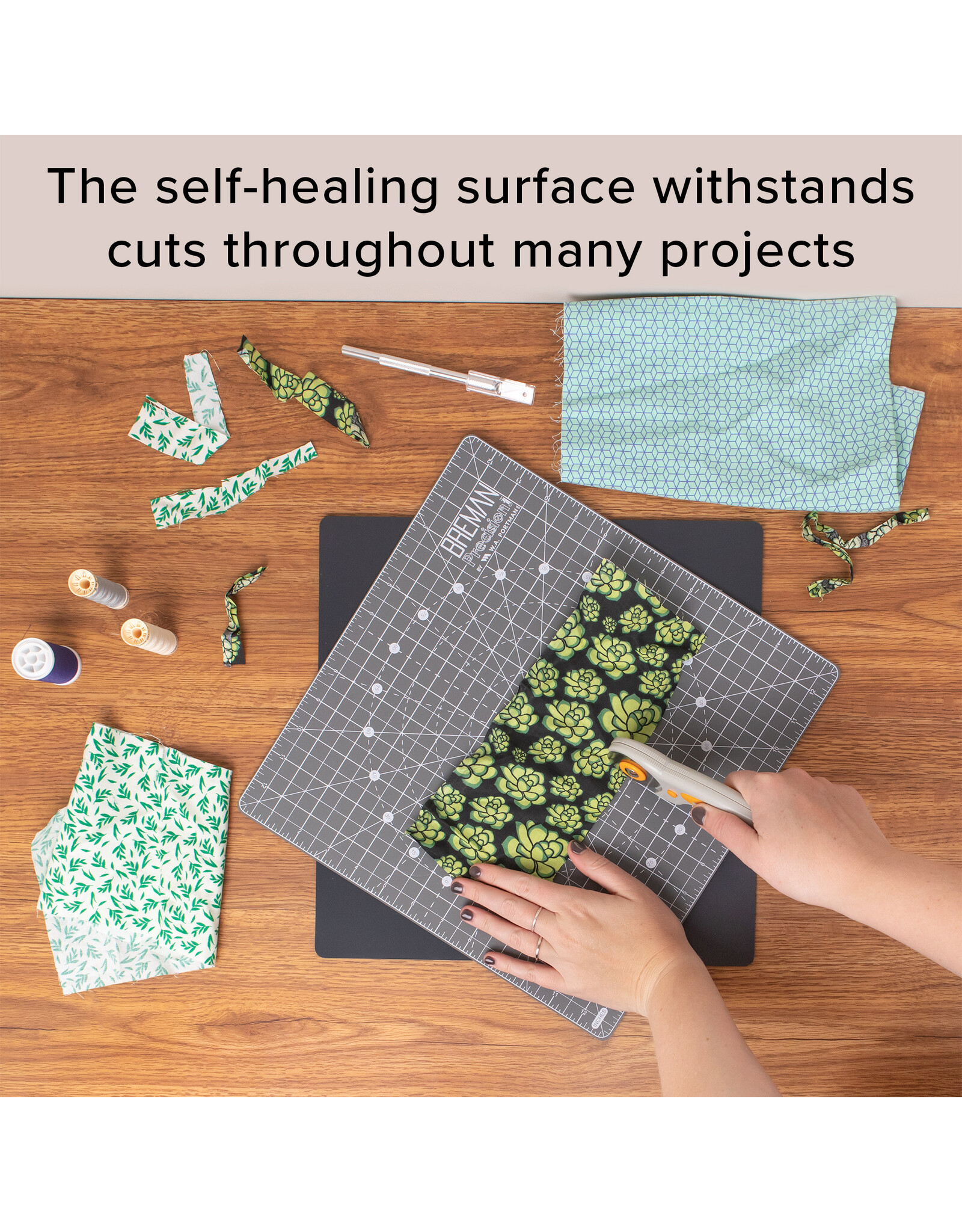 W.A. Portman WA Portman 13x13" Rotary Self Healing Cutting Mat Set with Grippers – Non-Slip Backing Rotating Cutting Mats – 360° Full Rotation Cutter Board