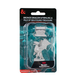 WIZKIDS Dungeons & Dragons Nolzur`s Marvelous Unpainted Miniatures: W13 Bronze Dragon Wyrmling & Pile of Sea Treasure