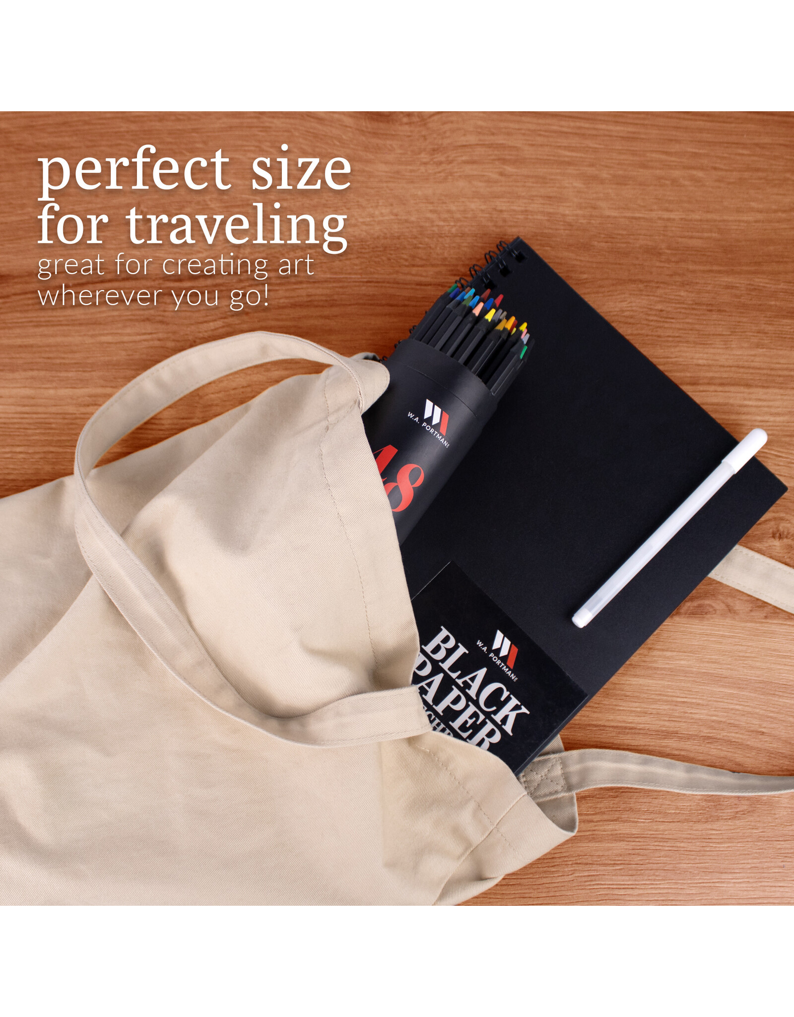 W.A. Portman WA Portman Black Paper Sketchbook A4 (8.3" x 11.7") – 60 Pages (30 Sheets) 140 GSM Acid-Free Black Book Marker Paper