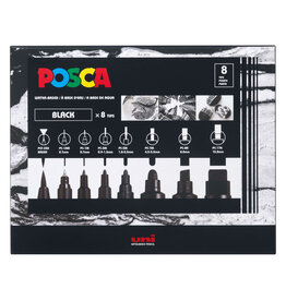 POSCA Uni POSCA Paint Markers, 8-Piece All Black Set