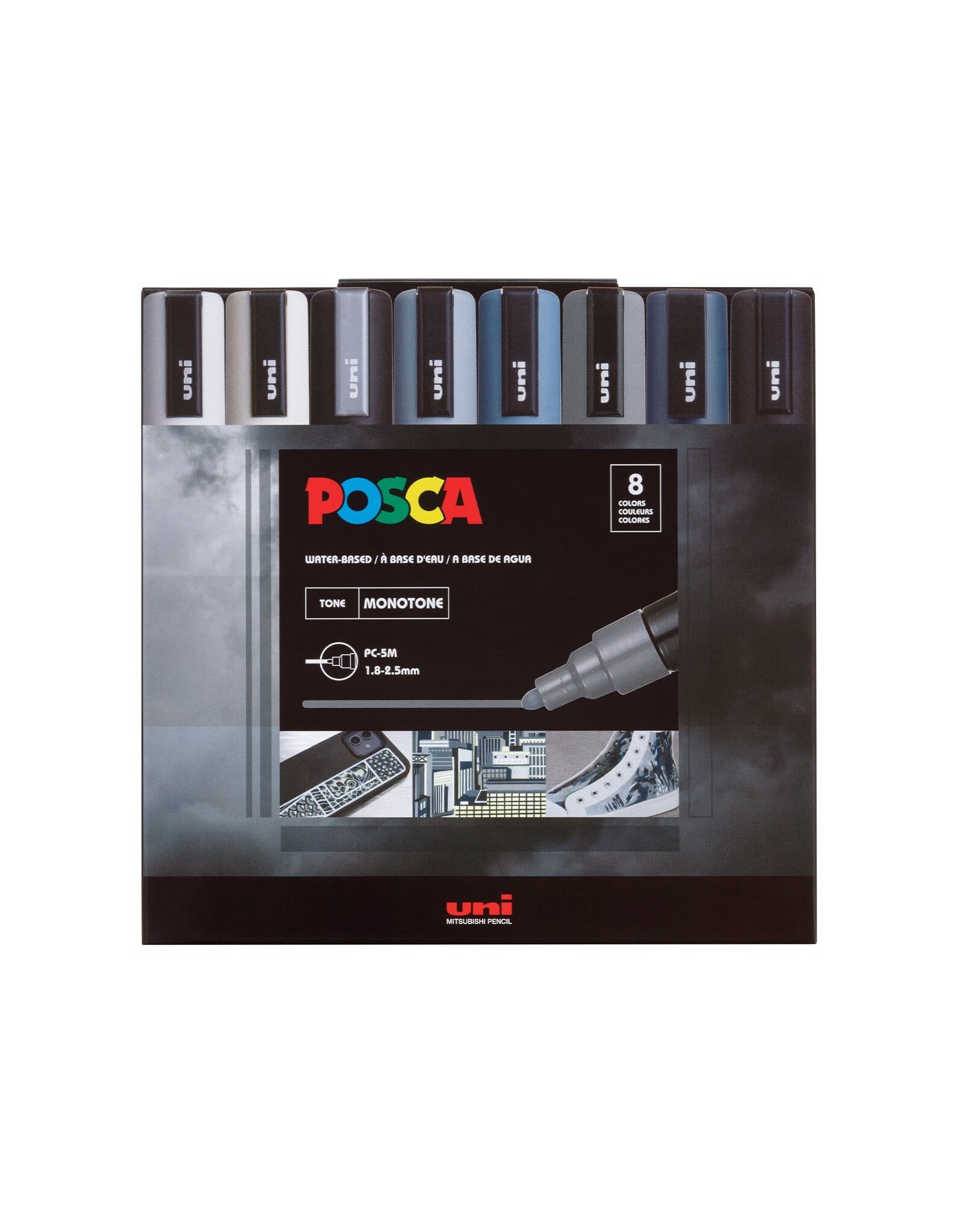 POSCA Uni POSCA Paint Markers,  Monotone Set of 8, Medium