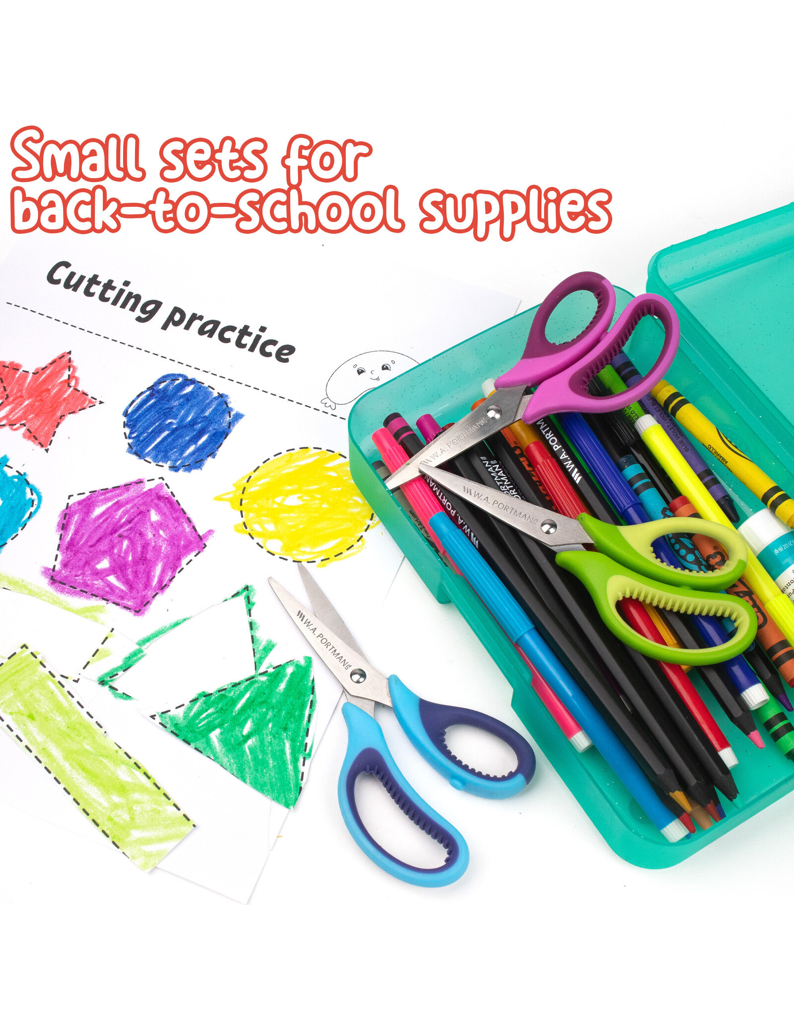 W.A. Portman WA Portman 12 Pack Pointed Scissors for Kids - 5" Pointed Tip Kids Scissors for School