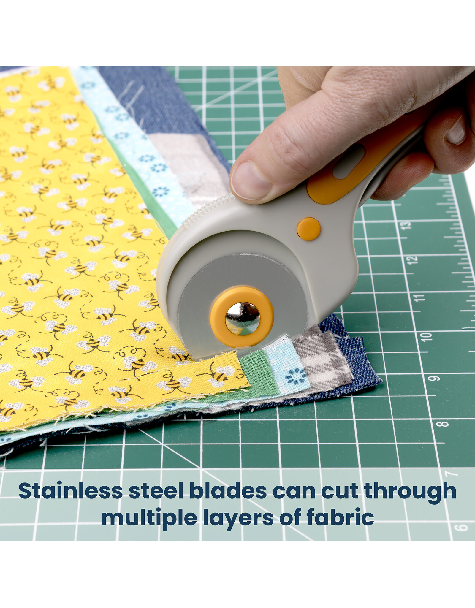 W.A. Portman WA Portman Fabric Cutter Wheel - 45mm Rotary Cutter for Fabric with Safety Lock & 10 Extra Rotary Blades