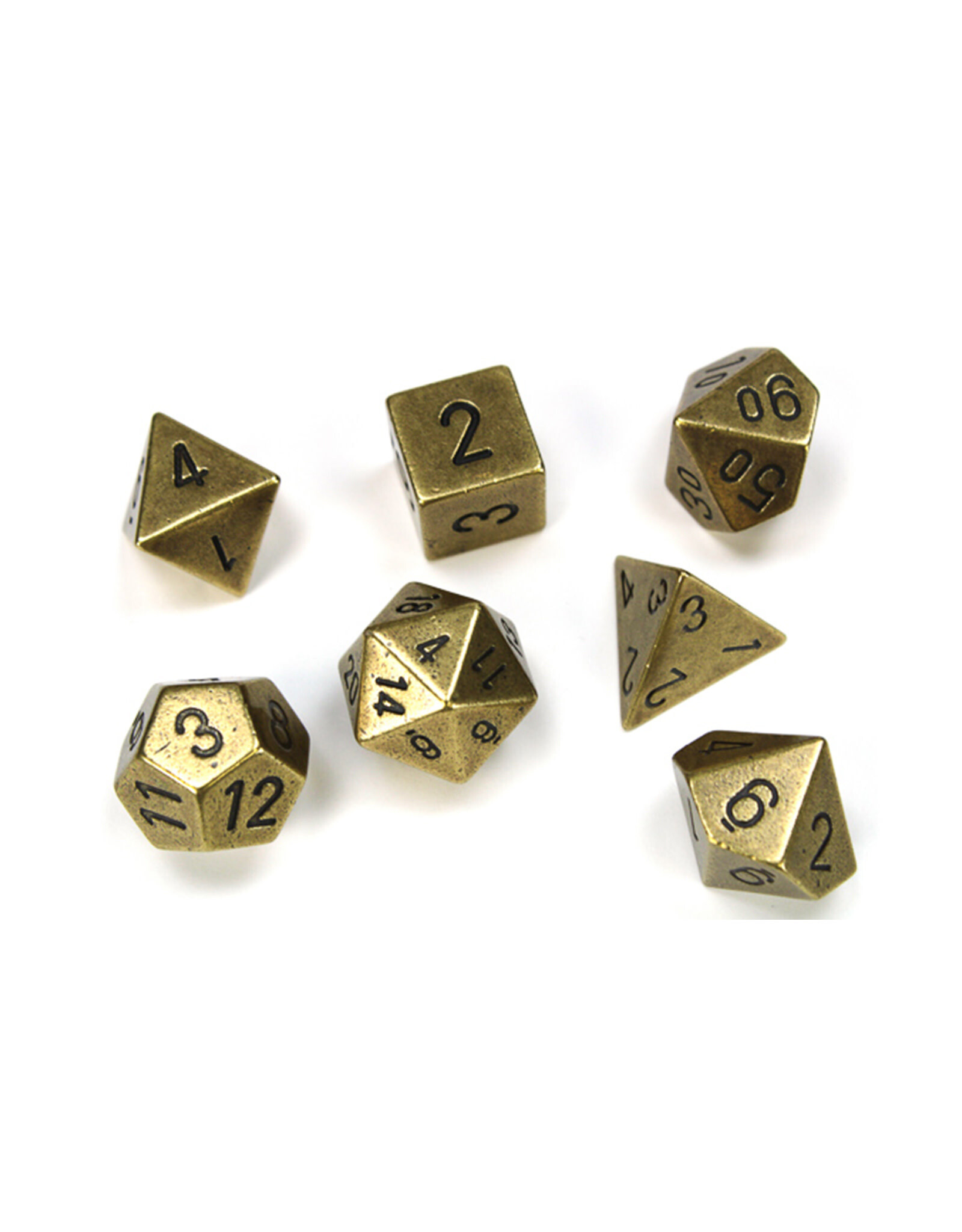 Chessex Chessex Solid Metal Old Brass Color Polyhedral 7 Dice Set