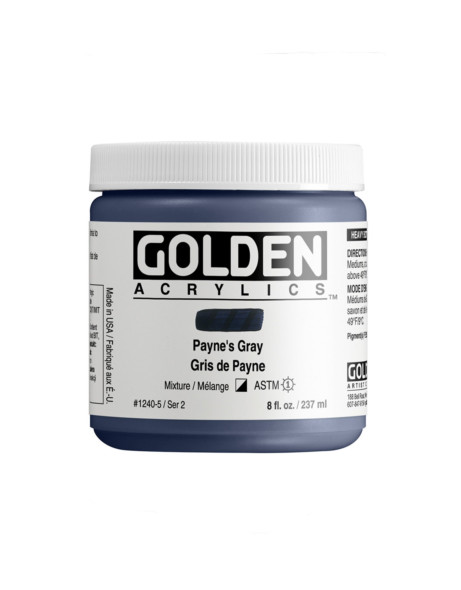Golden Golden Heavy Body Acrylic Paint, Paynes Gray, 8oz