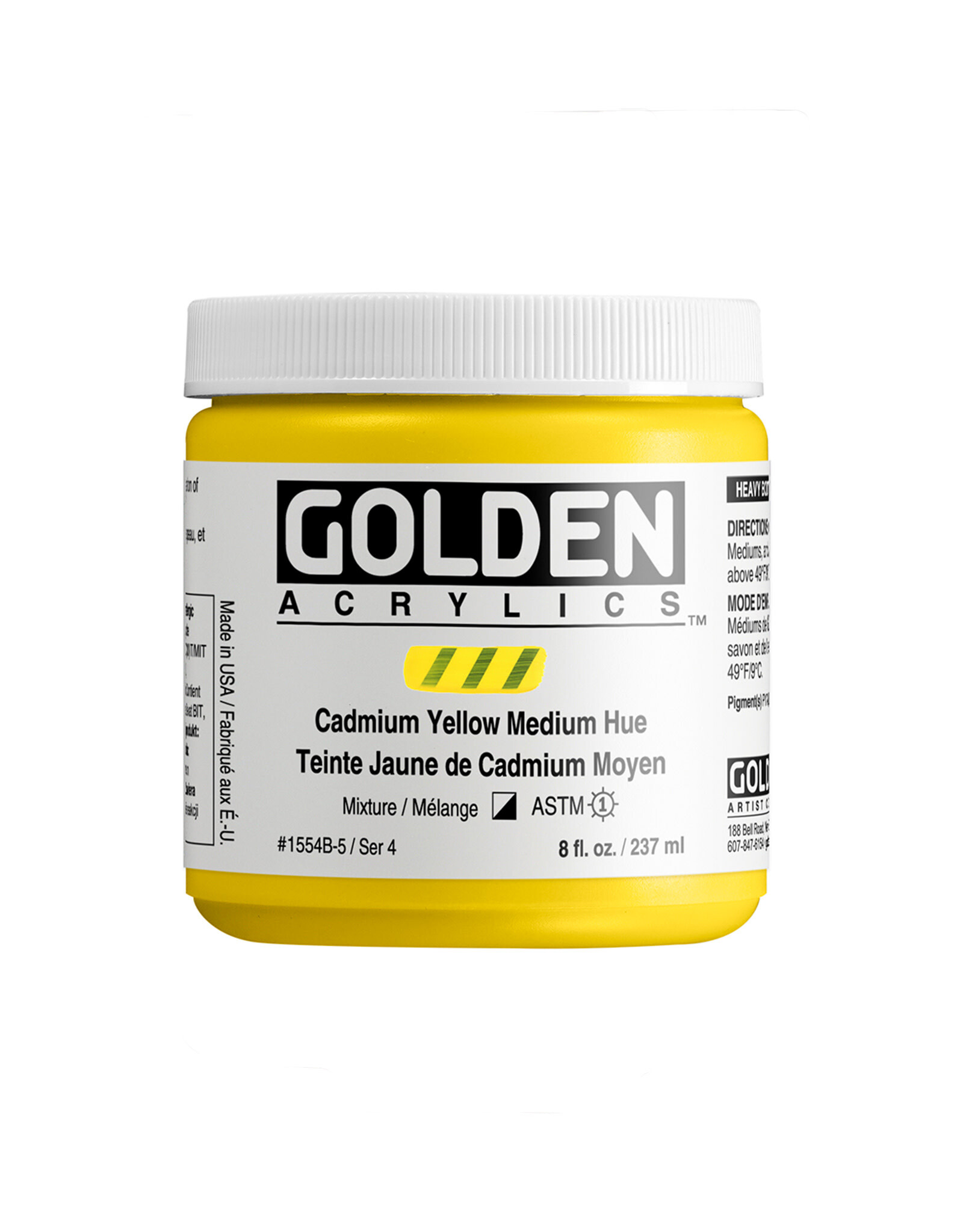 Golden Golden Heavy Body Acrylic Paint, Cadmium Yellow Medium Hue, 8oz