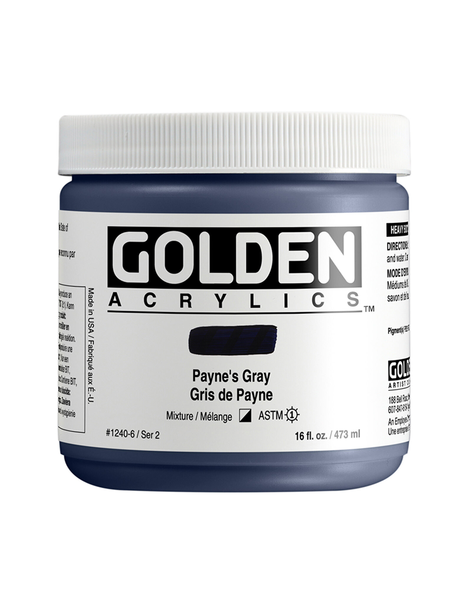 Golden Golden Heavy Body Acrylic Paint, Paynes Gray, 16oz