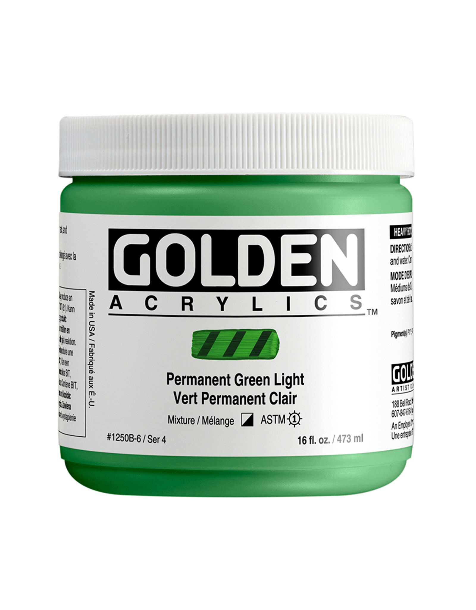 Golden Golden Heavy Body Acrylic Paint, Permanent Green Light, 16oz