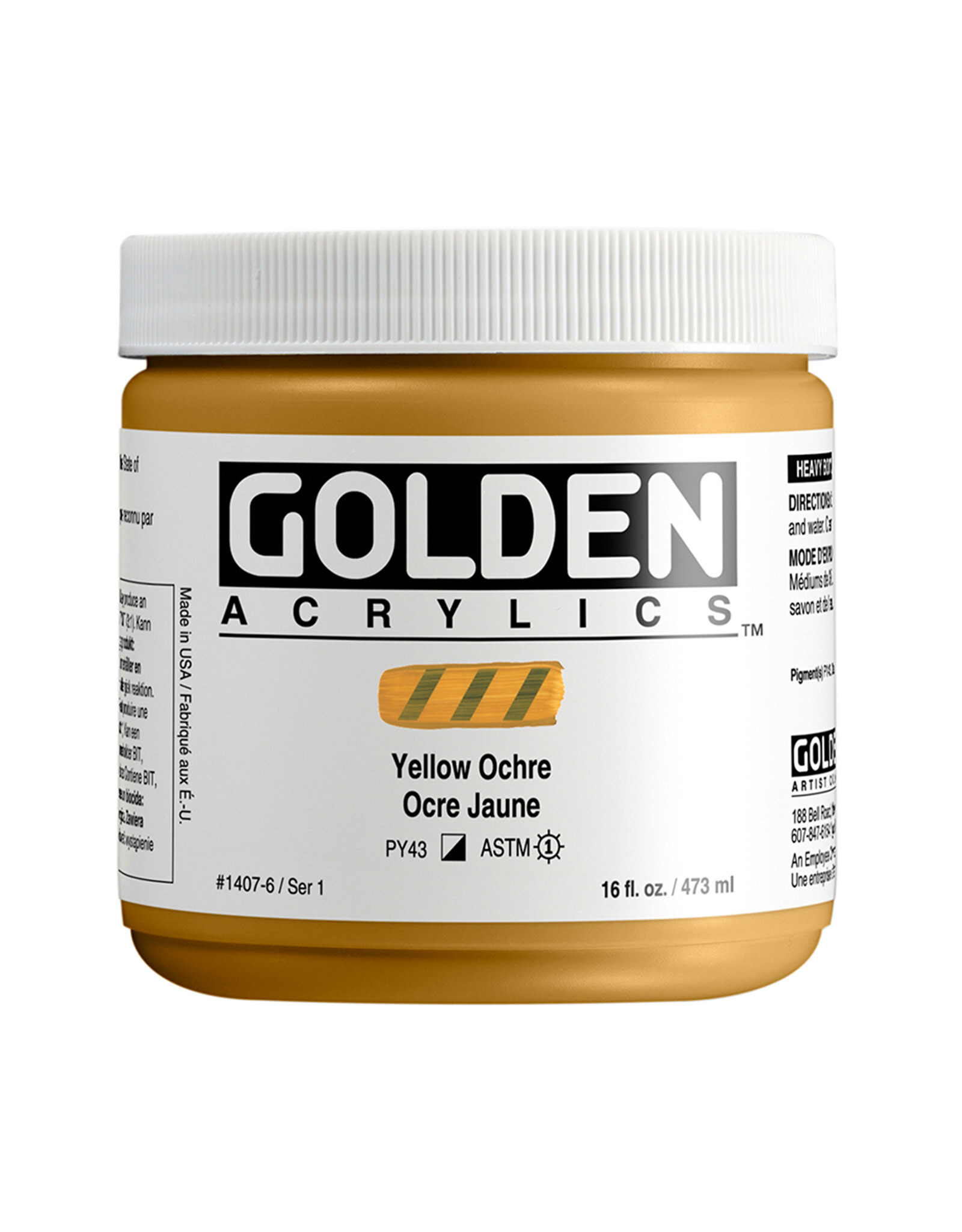Golden Golden Heavy Body Acrylic Paint, Yellow Ochre, 16oz