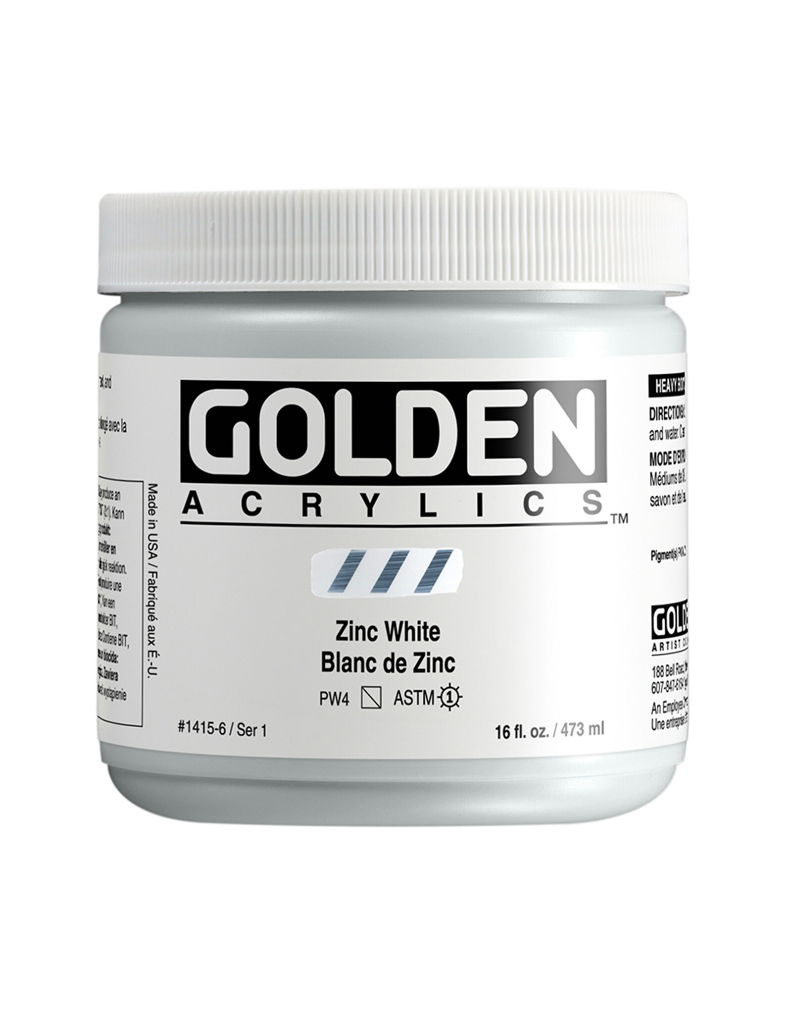 Golden Golden Heavy Body Acrylic Paint, Zinc White, 16oz