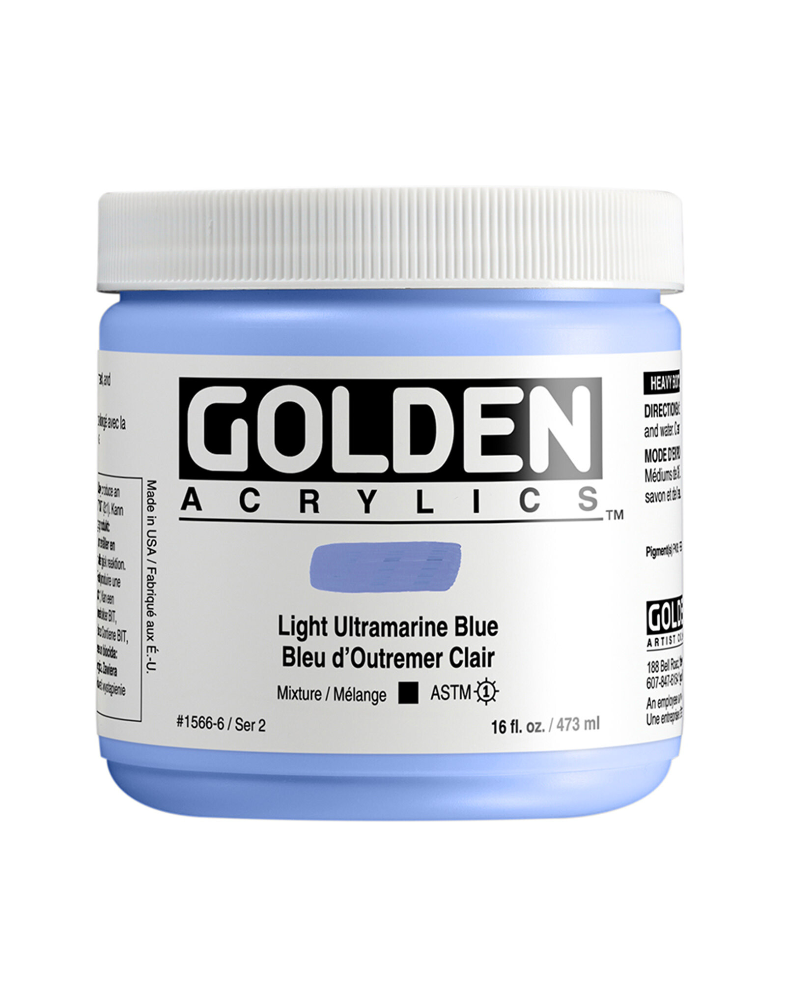 Golden Golden Heavy Body Acrylic Paint, Light Ultramarine Blue Hue, 16oz