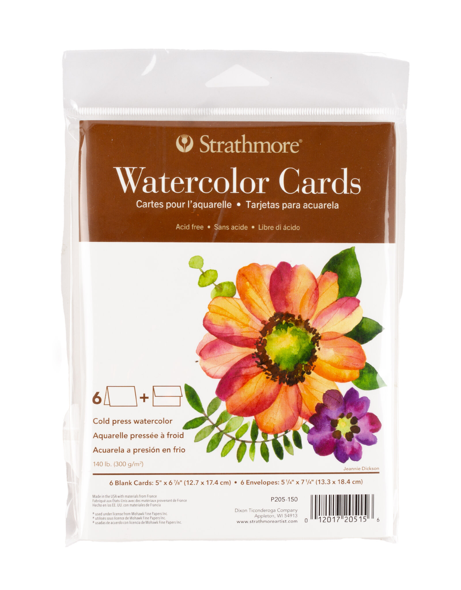 Strathmore Strathmore Watercolor Slim Cards, Set of 6 Cards and Envelopes, 5” x 7”