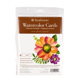 Strathmore Strathmore Watercolor Slim Cards, Set of 6 Cards and Envelopes, 5” x 7”