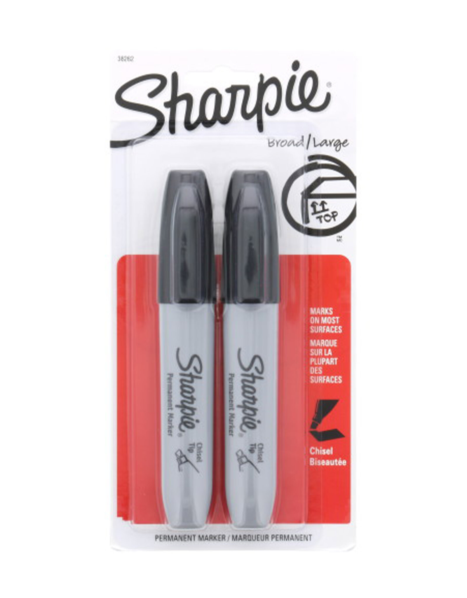 Sharpie Markers, Black, Chisel Tip, Carded, Set of 2