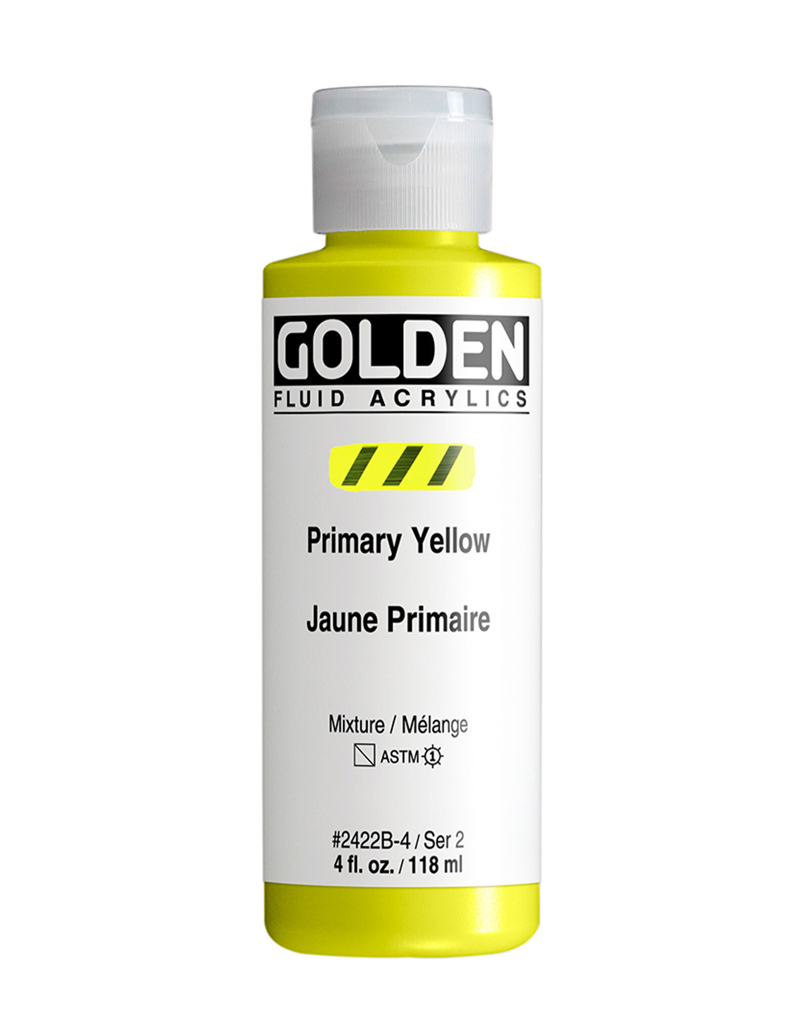 Golden Golden Fluid Acrylics, Primary Yellow 4oz Cylinder
