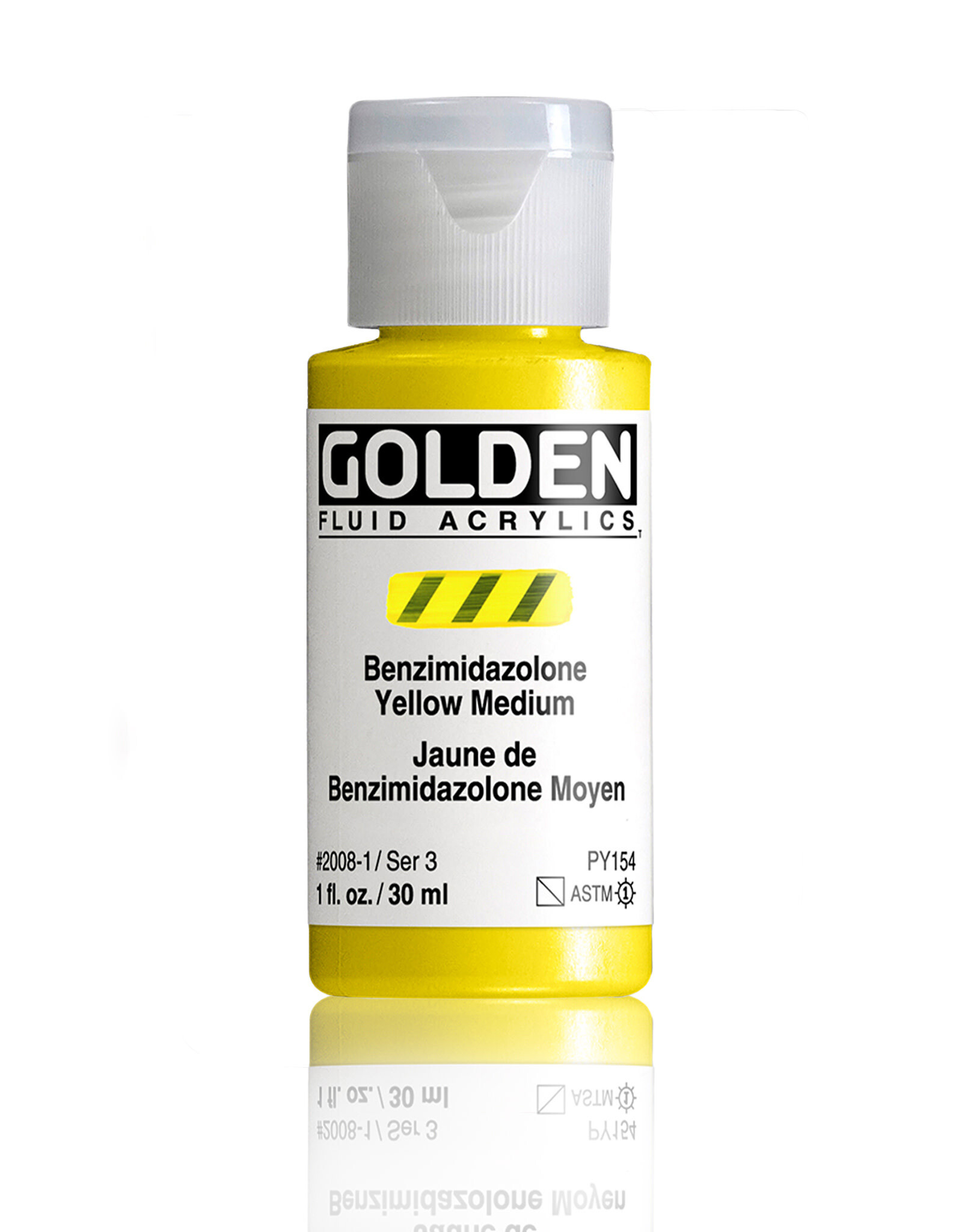 Golden Golden Fluid Acrylics, Benzimidazolone Yellow Medium 1oz Cylinder