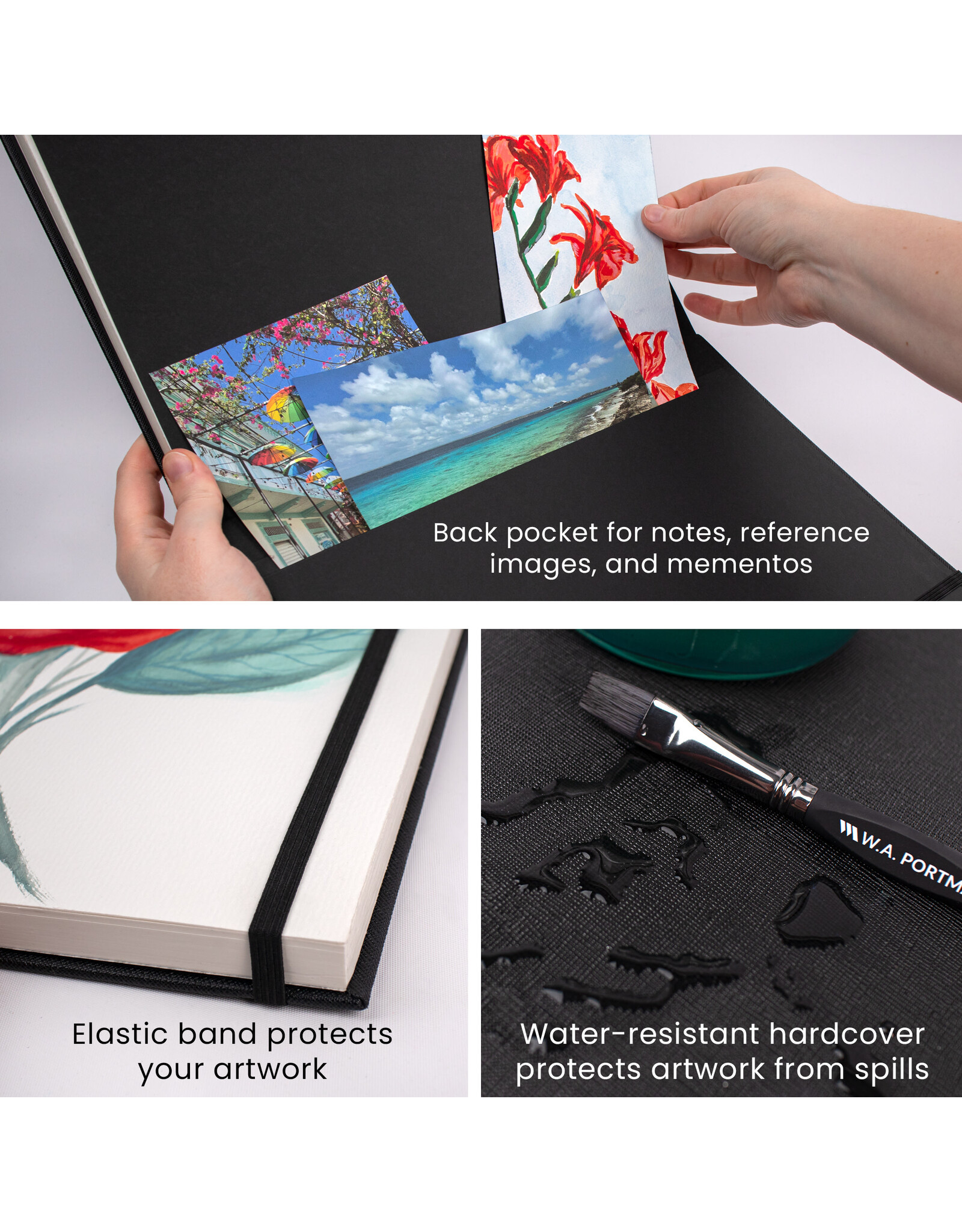 W.A. Portman WA Portman Cold Press Watercolor Paper Block A4 (11.3" x 8.3") – Acid-Free 300GSM/140LB 100% Cotton Watercolor Paper with Waterproof Cover
