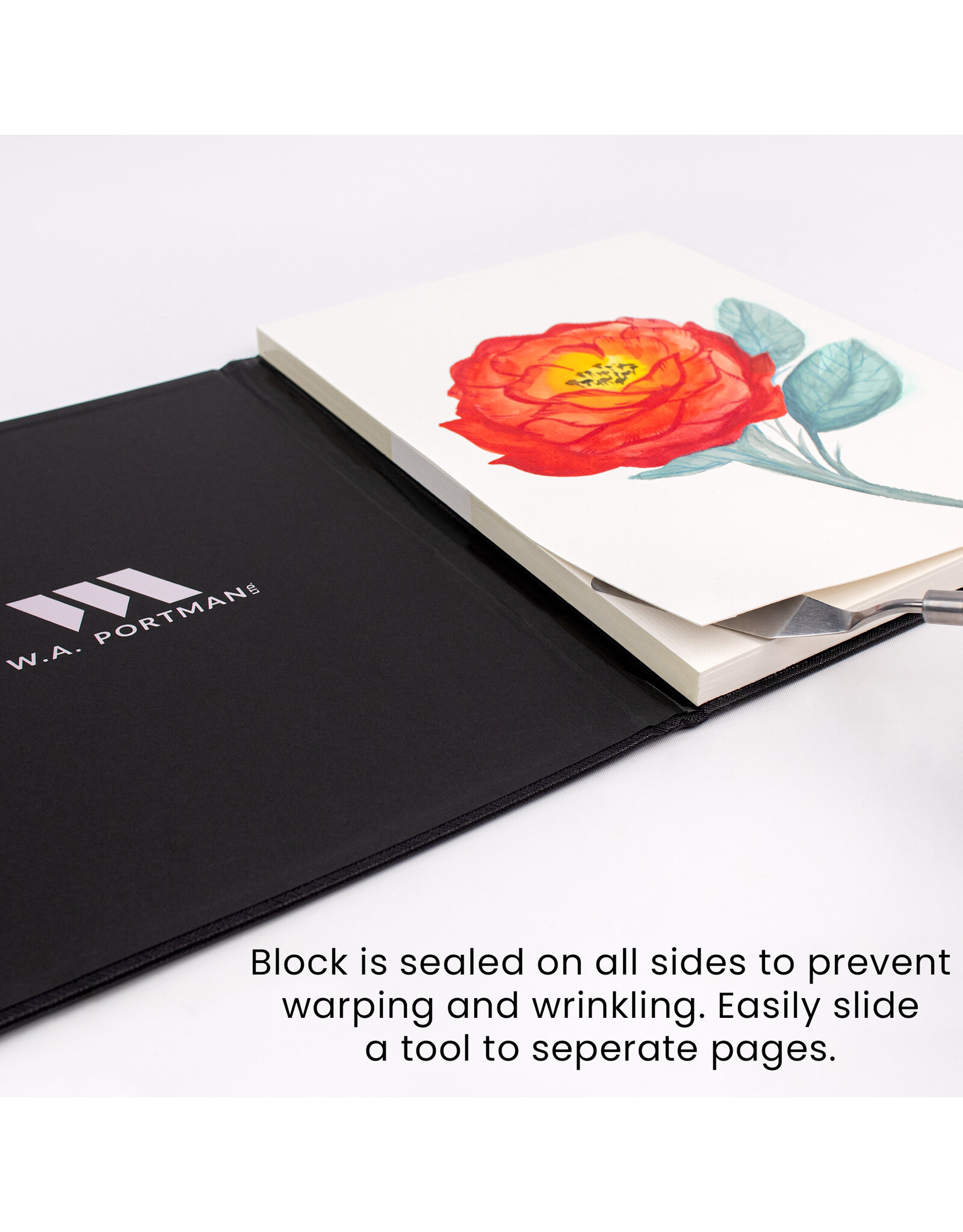 W.A. Portman WA Portman Hot Press Watercolor Paper Block A4 (11.3" x 8.3") – Acid-Free 300GSM/140LB 100% Cotton Watercolor Paper with Waterproof Cover