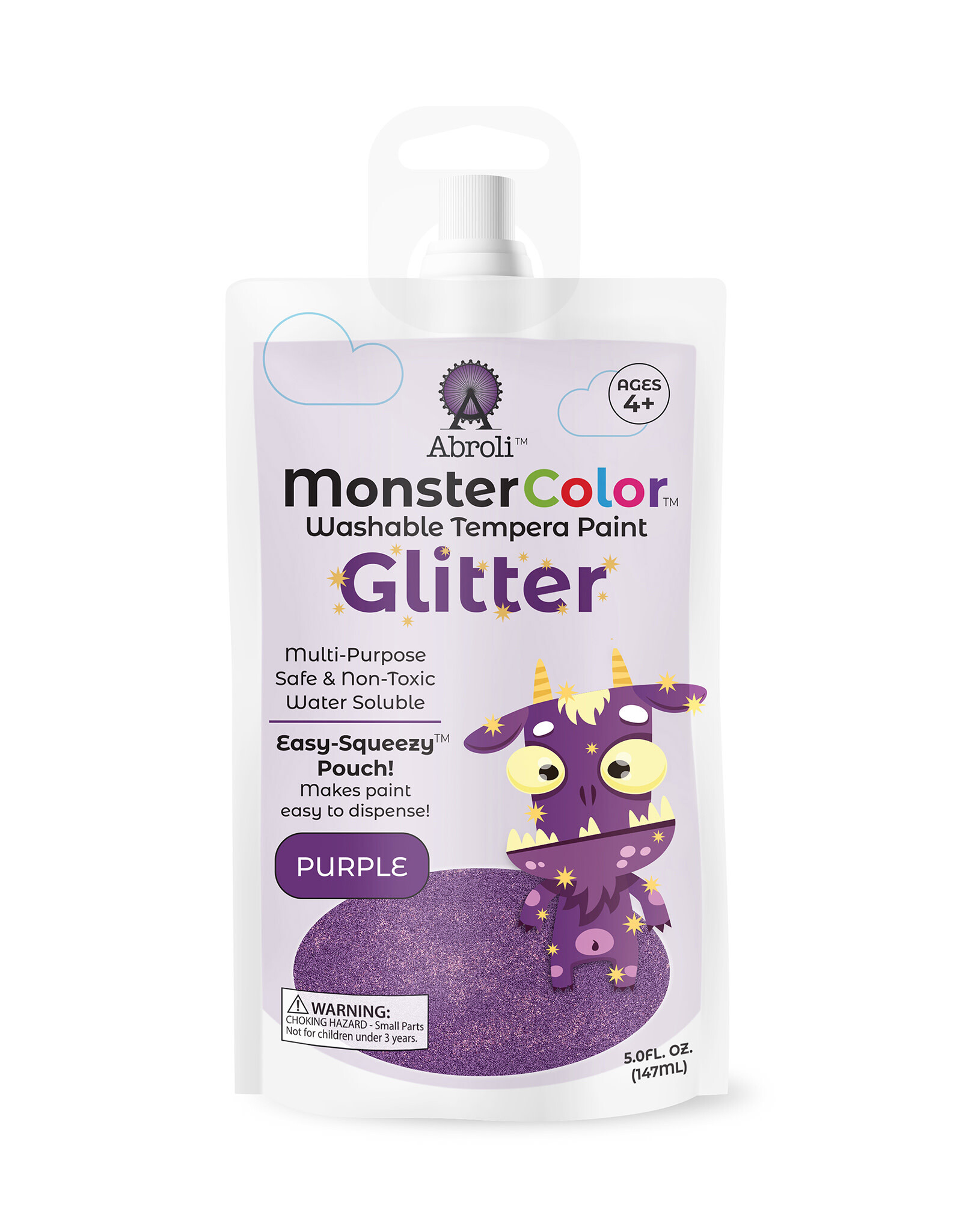 Abroli LLC Monster Color Washable Glitter Tempera, 5oz Purple