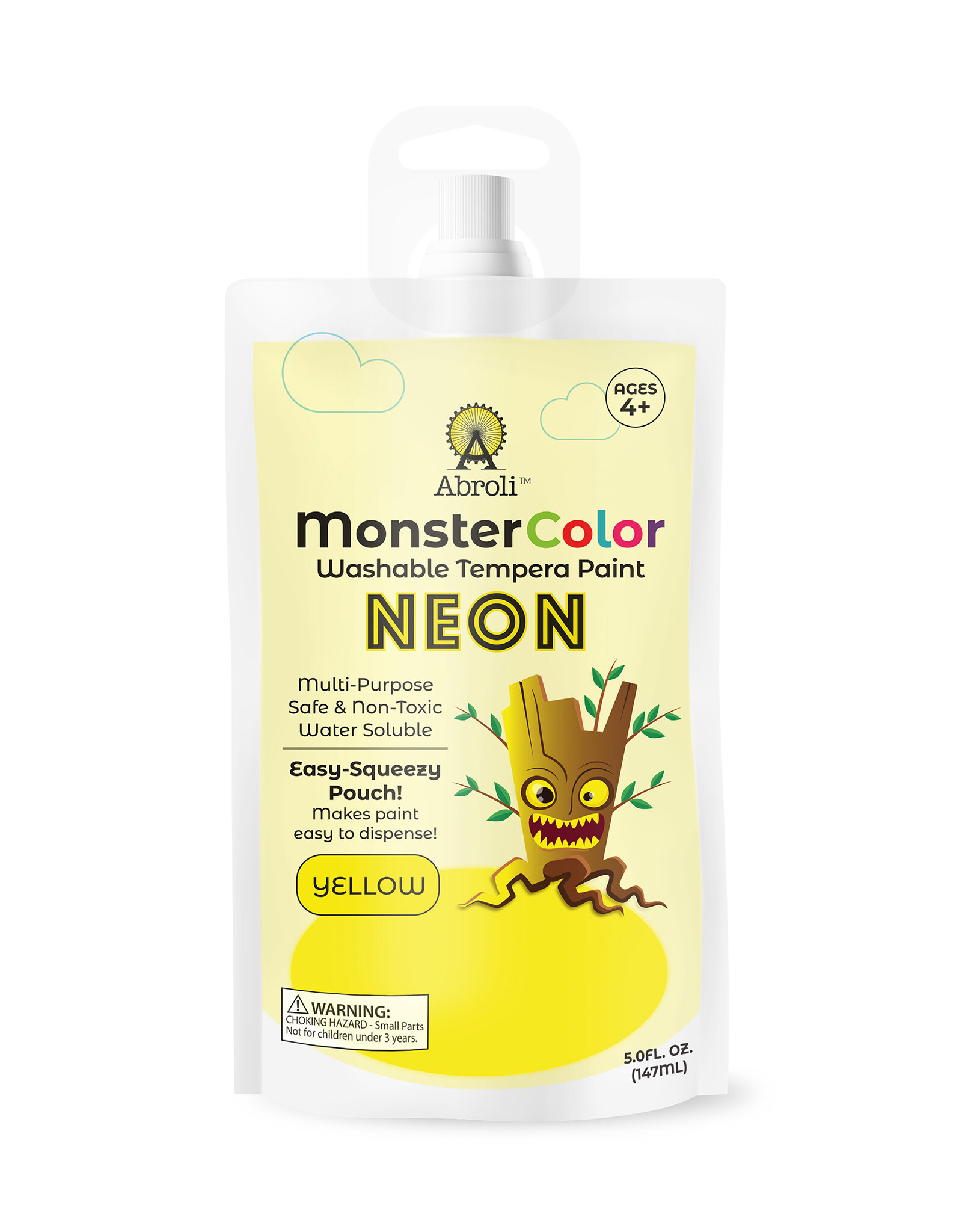 Abroli LLC Monster Color Washable Neon Tempera, 5oz Yellow