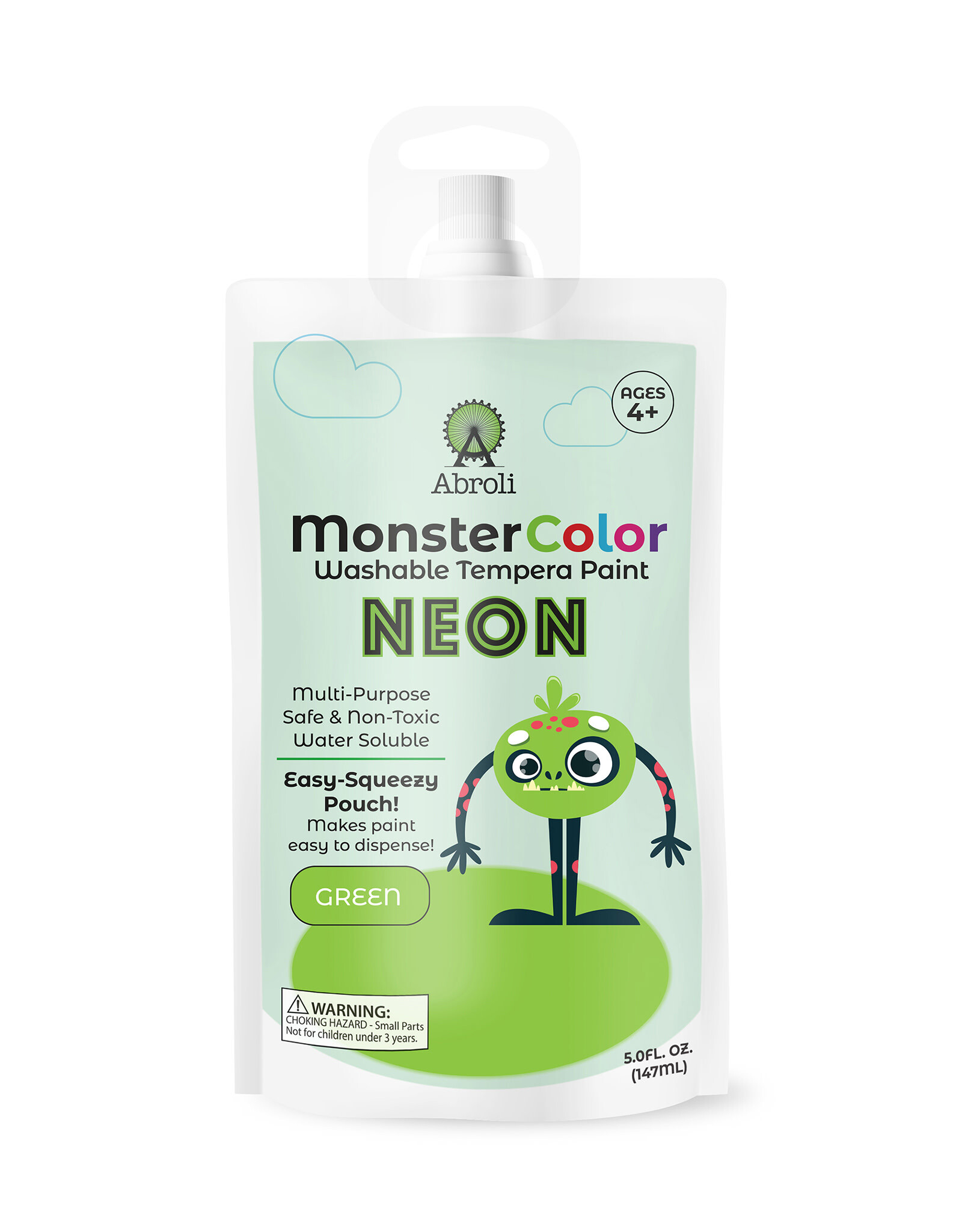 Abroli LLC Monster Color Washable Neon Tempera, 5oz Green