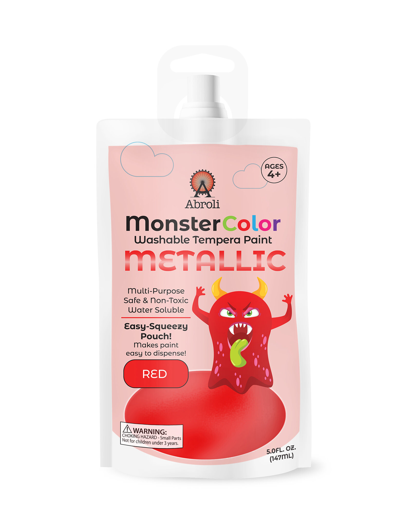 Abroli LLC Monster Color Washable Metallic Tempera, 5oz Red