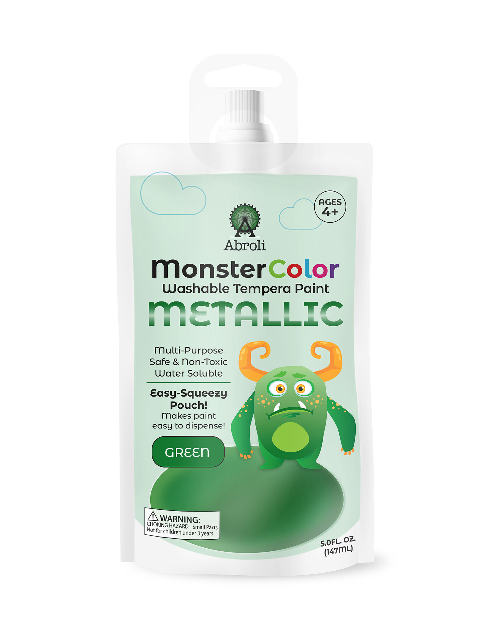 Abroli LLC Monster Color Washable Metallic Tempera, 5oz Green