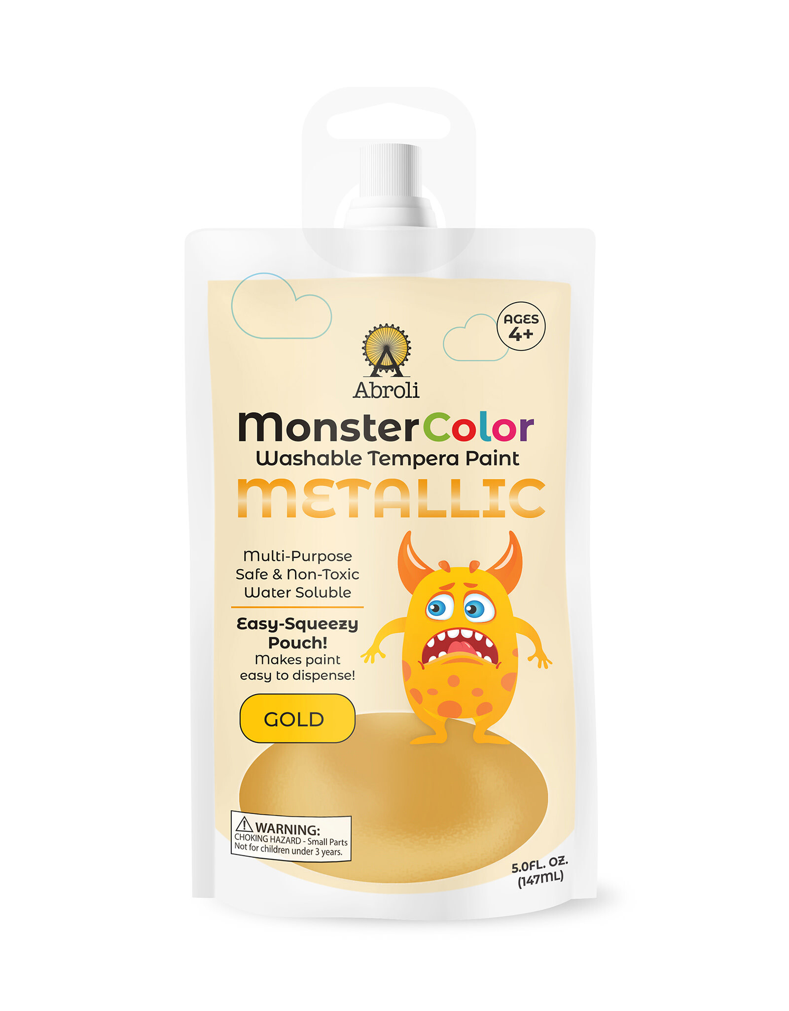 Abroli LLC Monster Color Washable Metallic Tempera, 5oz Gold