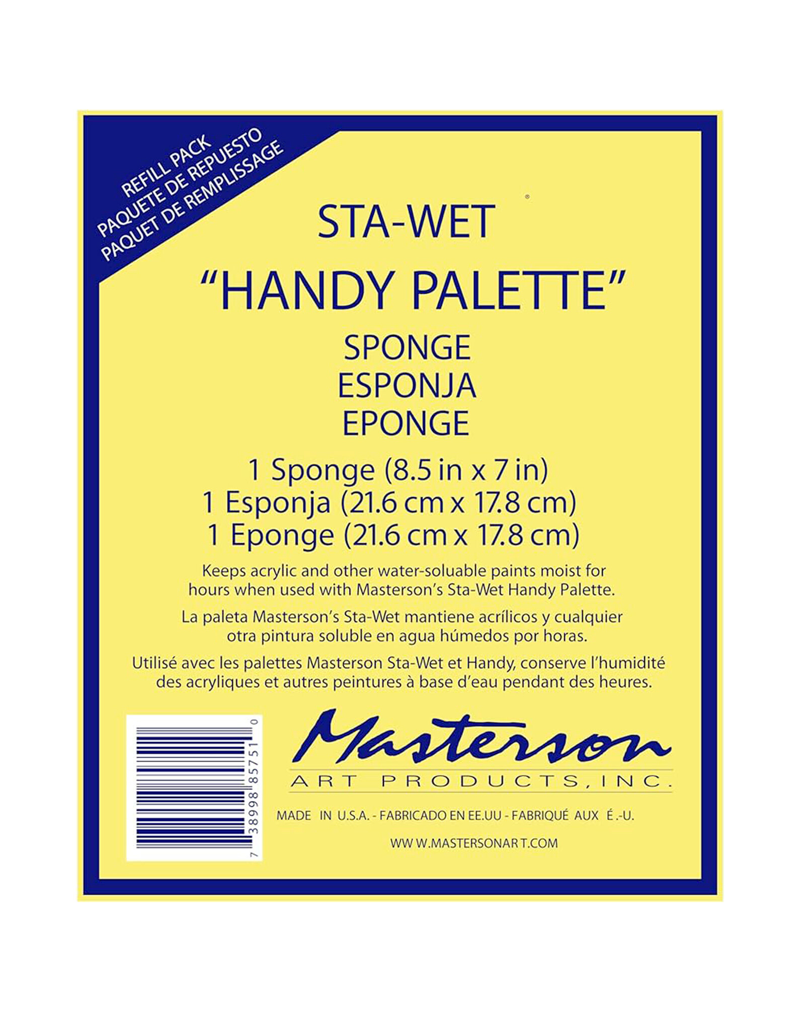 Sta-Wet Handy Palette Sponge Refill 1 Pack, 8.5 x 7"
