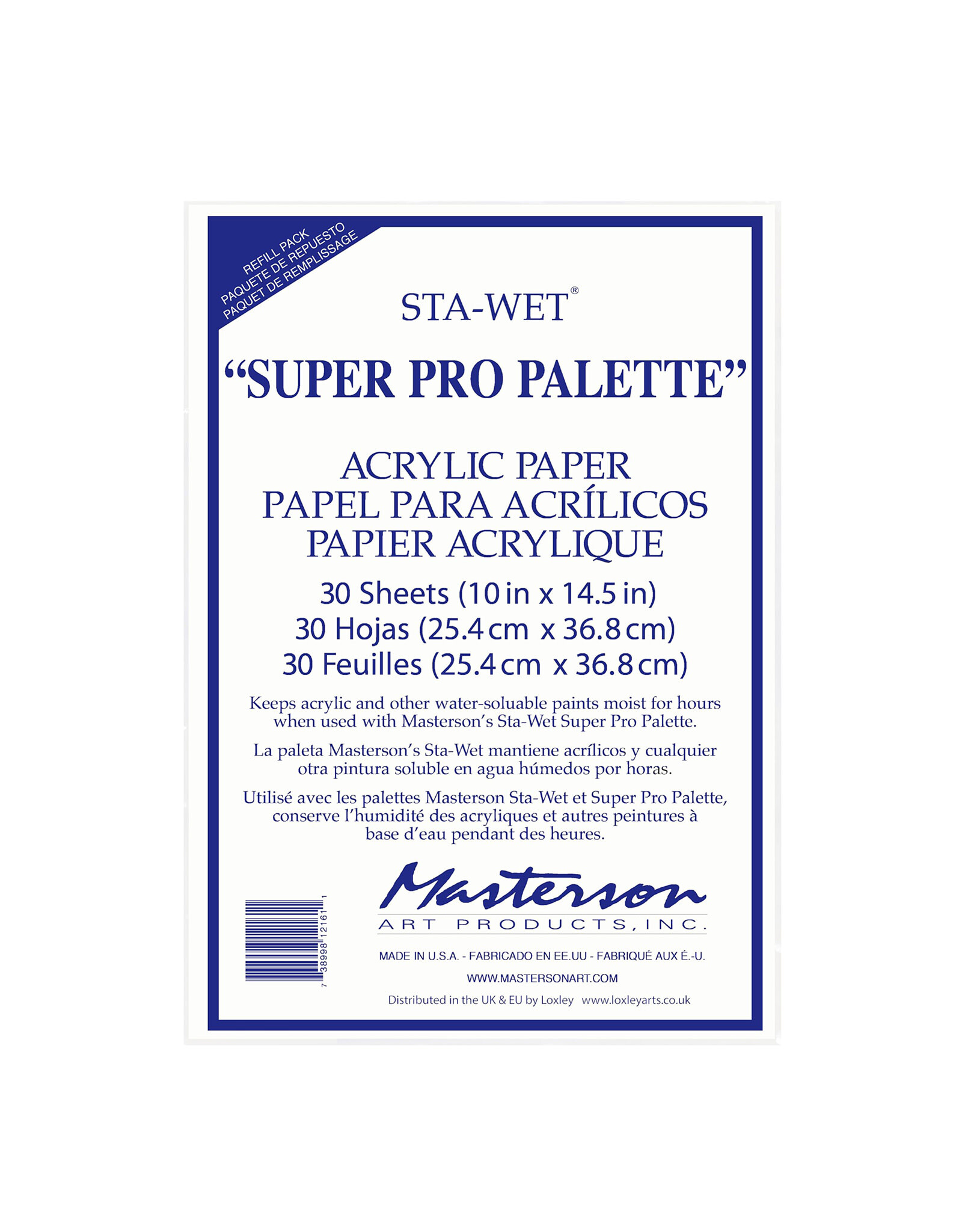 Masterson Sta-Wet Pro Palette Acrylic Paper Refill 10" x 14.5" 30 sheets