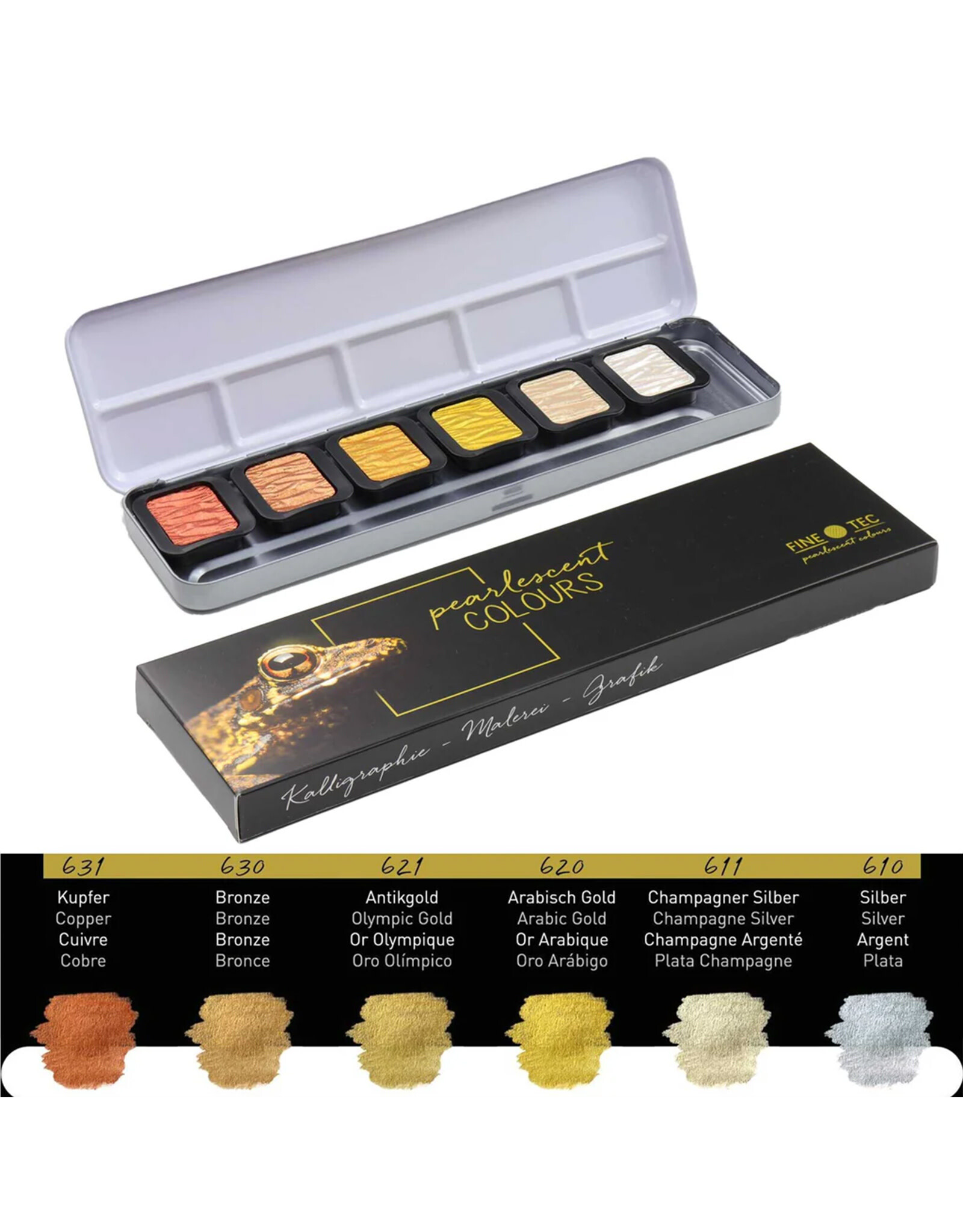 Finetec Finetec Pearlescent Artist Watercolor Metal Colors Set of 6