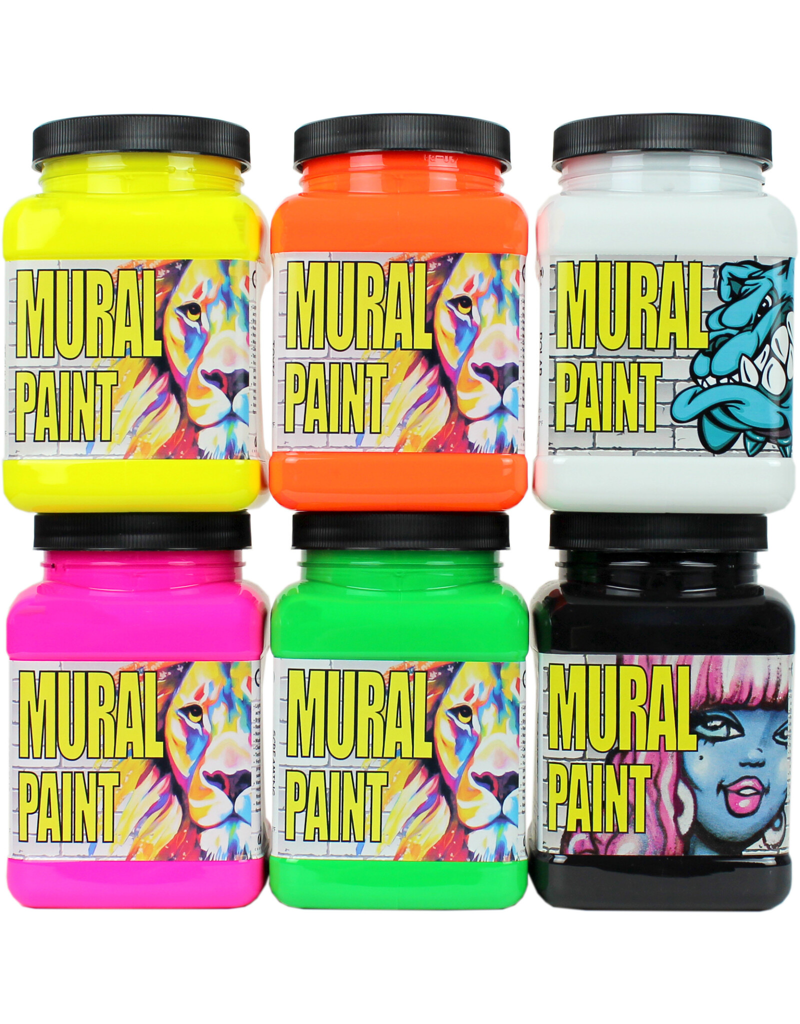 Chroma Chroma Mural Paint, 6 Neon Colors Pint Set