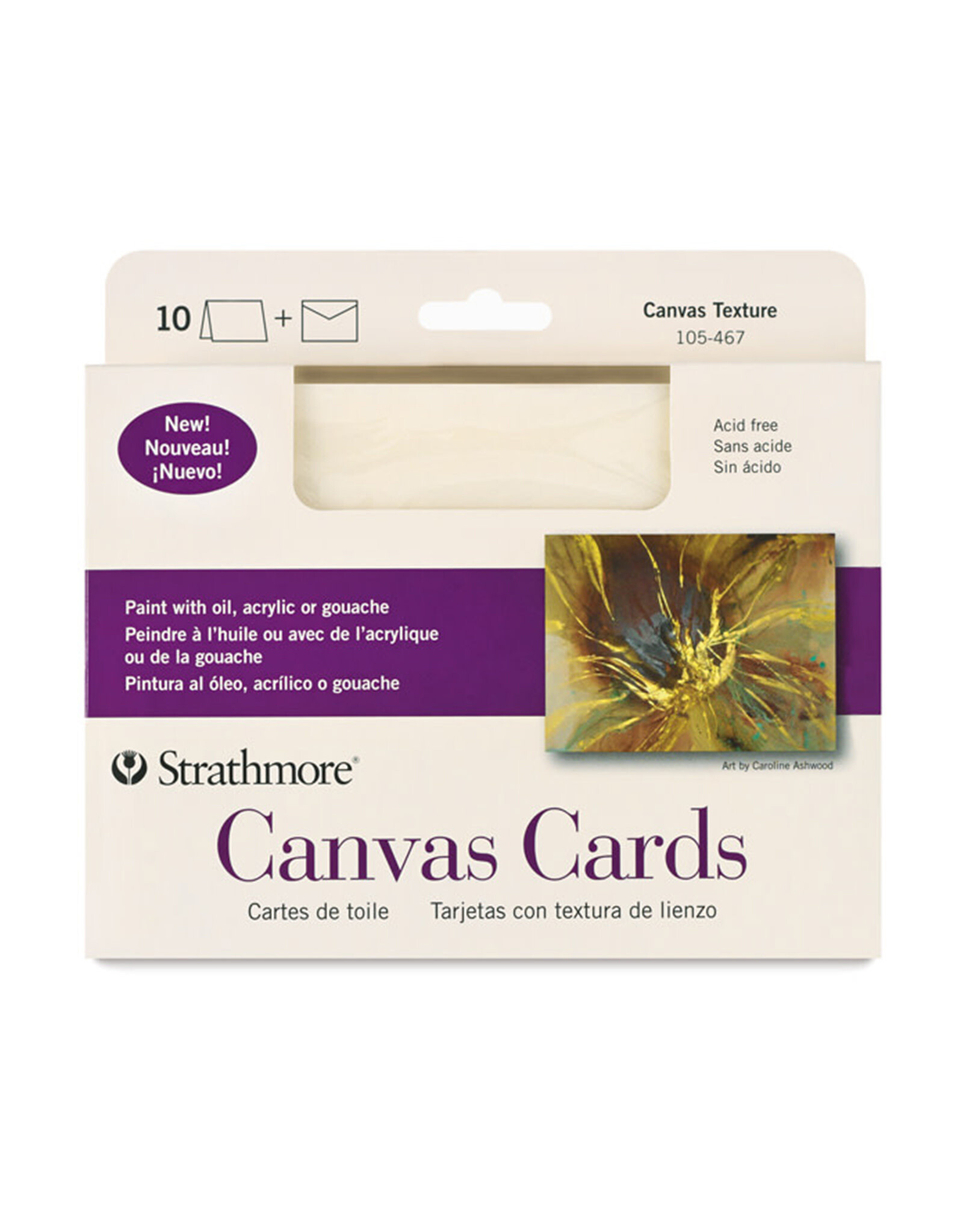 Clearance Strathmore Canvas Cards, Set of 10 Cards and Envelopes, Canvas Texture, 5” x 7”