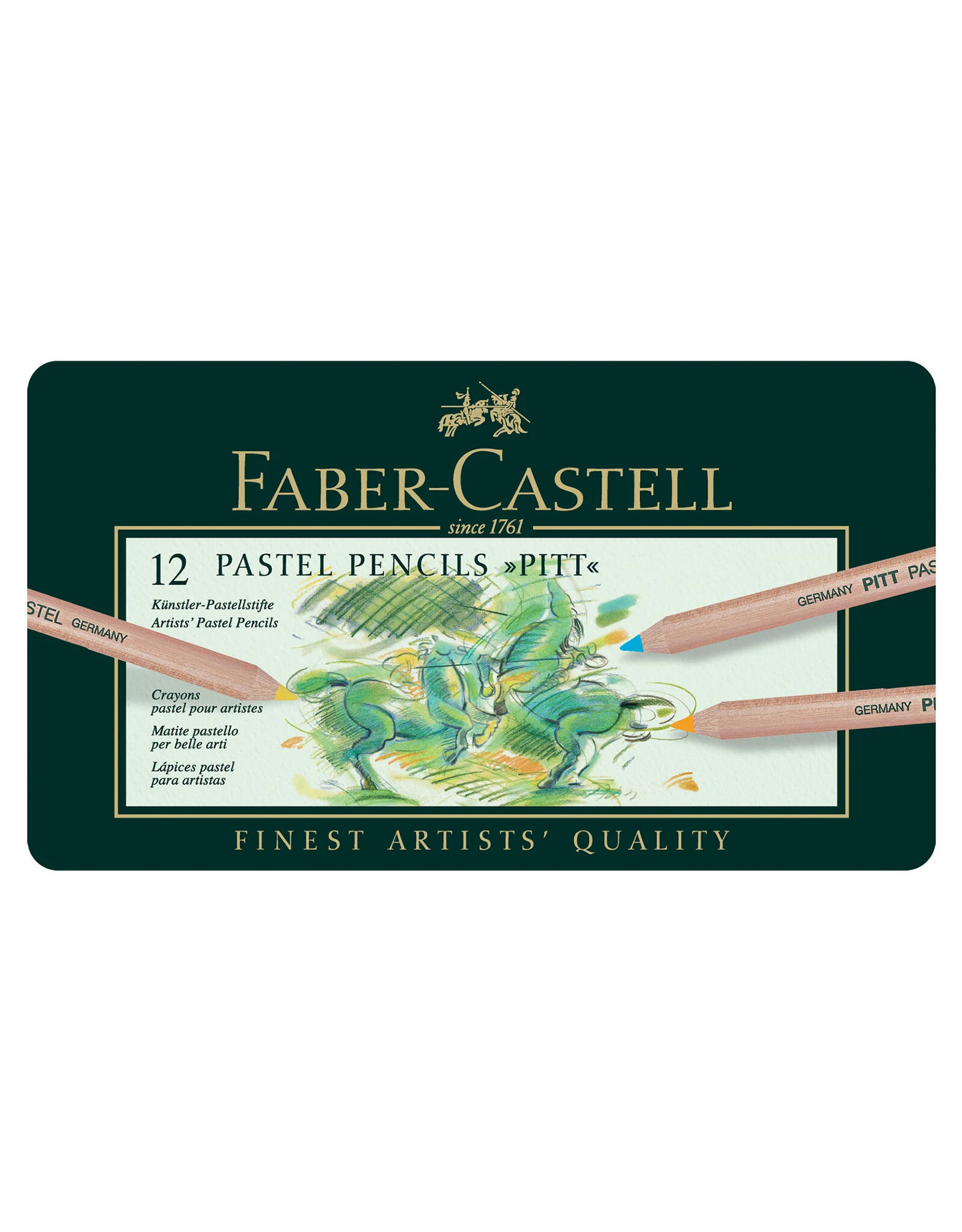 FABER-CASTELL Faber-Castel Pitt Pastel Pencils in A Metal Tin 12 Pack, Assorted