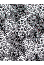 AITOH Aitoh Lokta Printed Breeze White on Black, 19.5" x 29.5"