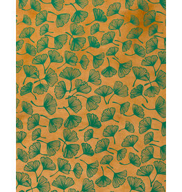 AITOH Aitoh Lokta Clover Flower, Bright Green on Butterscotch, 19.5" x 29.5"