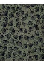 AITOH Aitoh Lokta Clover Flower, Black on Olive, 19.5" x 29.5"