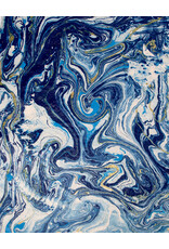 AITOH Aitoh Lokta Marble, Blue/Light Blue/Gold, 19.5" x 29.5"