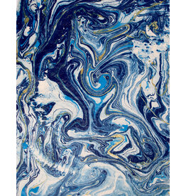 AITOH Aitoh Lokta Marble, Blue/Light Blue/Gold, 19.5" x 29.5"