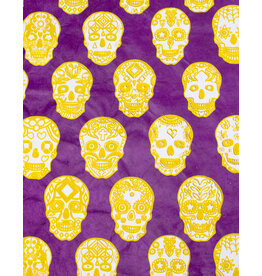 AITOH Aitoh Lokta Sugar Skulls, White and Yellow on Purple, 2 Color, 19.5" x 29.5"