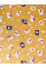 AITOH Aitoh Yuzenshi: Lucky Cats on Gold, 19" x 26"