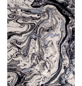 AITOH Aitoh Lokta Marble, Black/Gray/Silver, 19.5" x 29.5"
