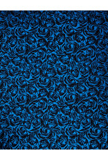 AITOH Aitoh Indian Metallic Royal Blue Rose on 13 Black, 22" x 30"