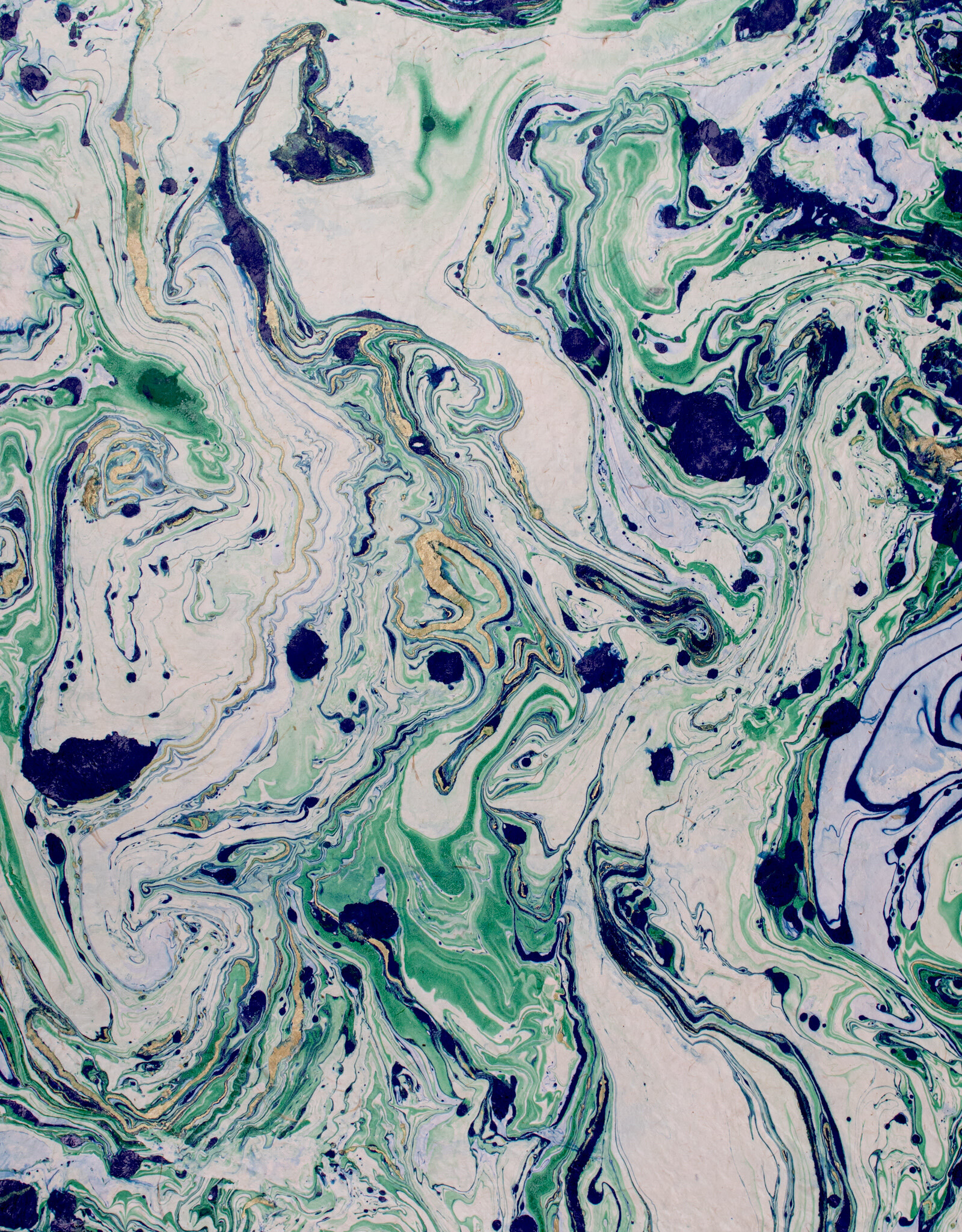 AITOH Aitoh Lokta Marble, Green/Blue/Gold, 19.5" x 29.5"