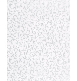 AITOH Aitoh Indian Metallic Matte Silver Vine on N1 White, 22.75" x 35.5"